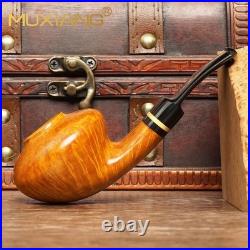 MUXIANG Handmade Smooth Briar Tomato Pipe Wooden Tobacco Pipe 3mm Ebonite Stem