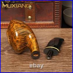 MUXIANG Handmade Smooth Briar Tomato Pipe Wooden Tobacco Pipe 3mm Ebonite Stem