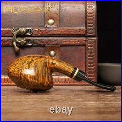 MUXIANG Handmade Smooth Briar Tomato Pipe Wooden Tobacco Pipe 3mm Ebonite Stem