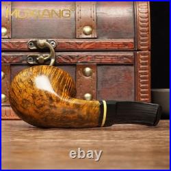 MUXIANG Handmade Smooth Briar Tomato Pipe Wooden Tobacco Pipe 3mm Ebonite Stem