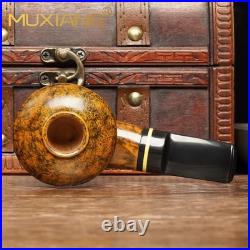 MUXIANG Handmade Smooth Briar Tomato Pipe Wooden Tobacco Pipe 3mm Ebonite Stem