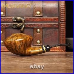 MUXIANG Handmade Smooth Briar Tomato Pipe Wooden Tobacco Pipe 3mm Ebonite Stem