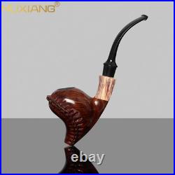 MUXIANG Handmade Smooth Freehand Pipe Briar Wooden Tobacco Pipe Cumberland Stem