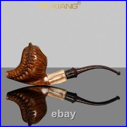 MUXIANG Handmade Smooth Freehand Pipe Briar Wooden Tobacco Pipe Ebonite Stem