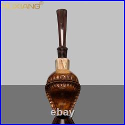 MUXIANG Handmade Smooth Freehand Pipe Briar Wooden Tobacco Pipe Ebonite Stem