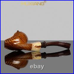 MUXIANG Handmade Smooth Freehand Pipe Briar Wooden Tobacco Pipe Ebonite Stem