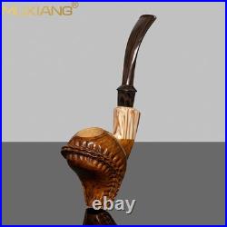 MUXIANG Handmade Smooth Freehand Pipe Briar Wooden Tobacco Pipe Ebonite Stem