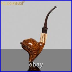 MUXIANG Handmade Smooth Freehand Pipe Briar Wooden Tobacco Pipe Ebonite Stem