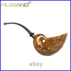 MUXIANG Handmade Smooth Freehand Pipe Briar Wooden Tobacco Pipe Vulcanite Stem