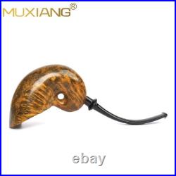 MUXIANG Handmade Smooth Freehand Pipe Briar Wooden Tobacco Pipe Vulcanite Stem