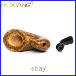 MUXIANG Handmade Smooth Freehand Pipe Briar Wooden Tobacco Pipe Vulcanite Stem