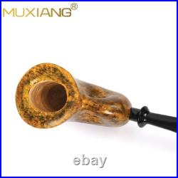 MUXIANG Handmade Smooth Freehand Pipe Briar Wooden Tobacco Pipe Vulcanite Stem