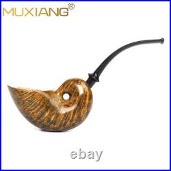 MUXIANG Handmade Smooth Freehand Pipe Briar Wooden Tobacco Pipe Vulcanite Stem