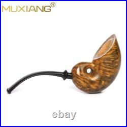 MUXIANG Handmade Smooth Freehand Pipe Briar Wooden Tobacco Pipe Vulcanite Stem