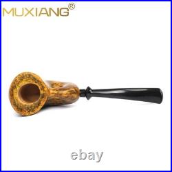 MUXIANG Handmade Smooth Freehand Pipe Briar Wooden Tobacco Pipe Vulcanite Stem