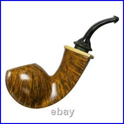 MUXIANG Handmade Smooth Tobacco Pipe Briar Wooden Freehand Pipe Ebonite Stem