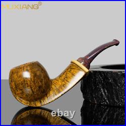 MUXIANG Handmade Wooden Freehand Pipe Briar Smooth Tobacco Pipe Cumberland Stem