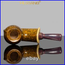 MUXIANG Handmade Wooden Freehand Pipe Briar Smooth Tobacco Pipe Cumberland Stem