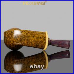 MUXIANG Handmade Wooden Freehand Pipe Briar Smooth Tobacco Pipe Cumberland Stem