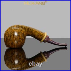 MUXIANG Handmade Wooden Freehand Pipe Briar Smooth Tobacco Pipe Cumberland Stem