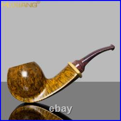 MUXIANG Handmade Wooden Freehand Pipe Briar Smooth Tobacco Pipe Cumberland Stem