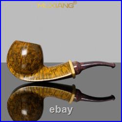 MUXIANG Handmade Wooden Freehand Pipe Briar Smooth Tobacco Pipe Cumberland Stem