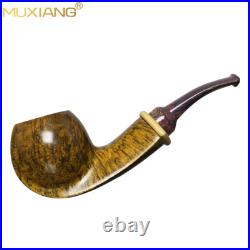 MUXIANG Handmade Wooden Freehand Pipe Briar Smooth Tobacco Pipe Cumberland Stem