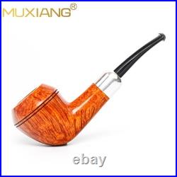 MUXIANG Imported Briar Wooden Bulldog Pipe Smooth Tobacco Pipe 3mm Ebonit Stem