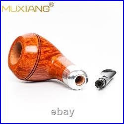 MUXIANG Imported Briar Wooden Bulldog Pipe Smooth Tobacco Pipe 3mm Ebonit Stem