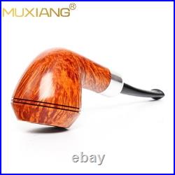 MUXIANG Imported Briar Wooden Bulldog Pipe Smooth Tobacco Pipe 3mm Ebonit Stem