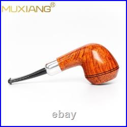 MUXIANG Imported Briar Wooden Bulldog Pipe Smooth Tobacco Pipe 3mm Ebonit Stem
