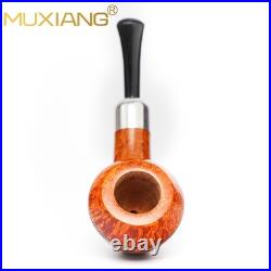 MUXIANG Imported Briar Wooden Bulldog Pipe Smooth Tobacco Pipe 3mm Ebonit Stem