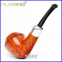 MUXIANG Imported Briar Wooden Bulldog Pipe Smooth Tobacco Pipe 3mm Ebonit Stem