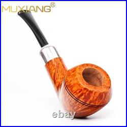 MUXIANG Imported Briar Wooden Bulldog Pipe Smooth Tobacco Pipe 3mm Ebonit Stem