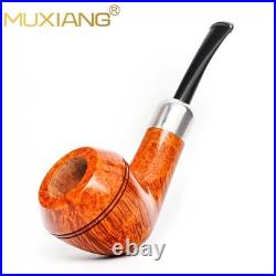 MUXIANG Imported Briar Wooden Bulldog Pipe Smooth Tobacco Pipe 3mm Ebonit Stem