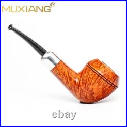 MUXIANG Imported Briar Wooden Bulldog Pipe Smooth Tobacco Pipe 3mm Ebonit Stem