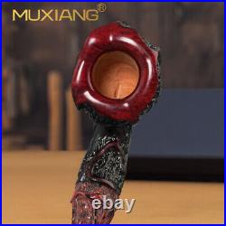 MUXIANG Rustic Briar Freehand Pipe Sandblasted Wood Tobacco Pipe Vulcanite Stem