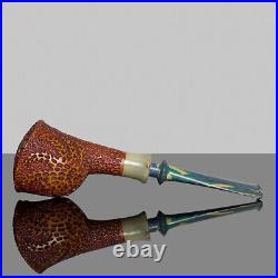 MUXIANG Rustic Briar Pipe Sandblasted Tobacco Pipe Pencil Shank Vulcanite Stem