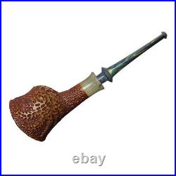 MUXIANG Rustic Briar Pipe Sandblasted Tobacco Pipe Pencil Shank Vulcanite Stem