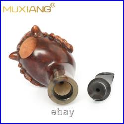 MUXIANG Rustic Briar Tobacco Pipe Handmade Wooden Carved Smoking Pipe Tiger Pipe