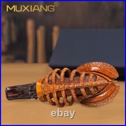 MUXIANG Rustic Freehand Pipe Briar Wooden Tobacco Smoking Pipe Cumberland Stem