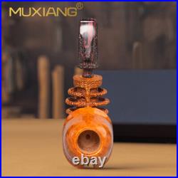 MUXIANG Rustic Freehand Pipe Briar Wooden Tobacco Smoking Pipe Cumberland Stem