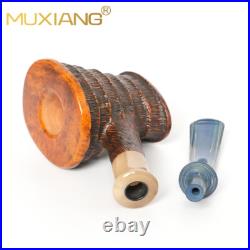 MUXIANG Rustic Poker Pipe Handmade Briar Carved Tobacco Pipe Wooden Smoking Pipe