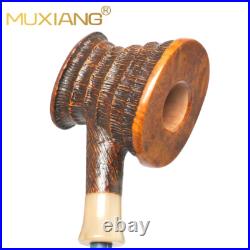 MUXIANG Rustic Poker Pipe Handmade Briar Carved Tobacco Pipe Wooden Smoking Pipe