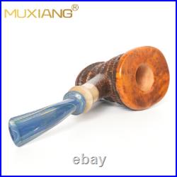 MUXIANG Rustic Poker Pipe Handmade Briar Carved Tobacco Pipe Wooden Smoking Pipe