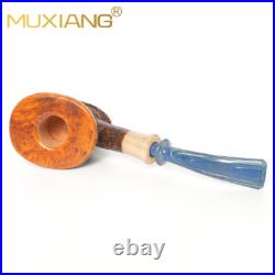 MUXIANG Rustic Poker Pipe Handmade Briar Carved Tobacco Pipe Wooden Smoking Pipe