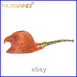 MUXIANG Rustic Tobacco Pipe Briar Wooden Carved Freehand Pipe Cumberland Stem