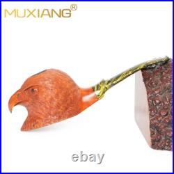 MUXIANG Rustic Tobacco Pipe Briar Wooden Carved Freehand Pipe Cumberland Stem