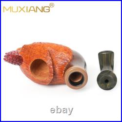 MUXIANG Rustic Wooden Tobacco Pipe Handmade Briar Carved Smoking Pipe Cumberland