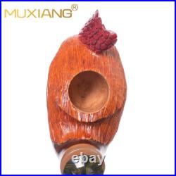 MUXIANG Rustic Wooden Tobacco Pipe Handmade Briar Carved Smoking Pipe Cumberland